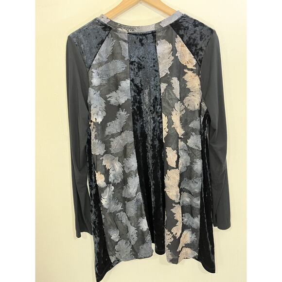 Burnout Crushed Velvet Mixed Media Whimsygoth Witchy Fairygoth Tunic Top L Boho - Picture 2 of 14